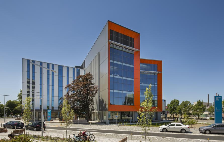 External view of the new Christchurch Hospital Outpatients Building on a sunny day