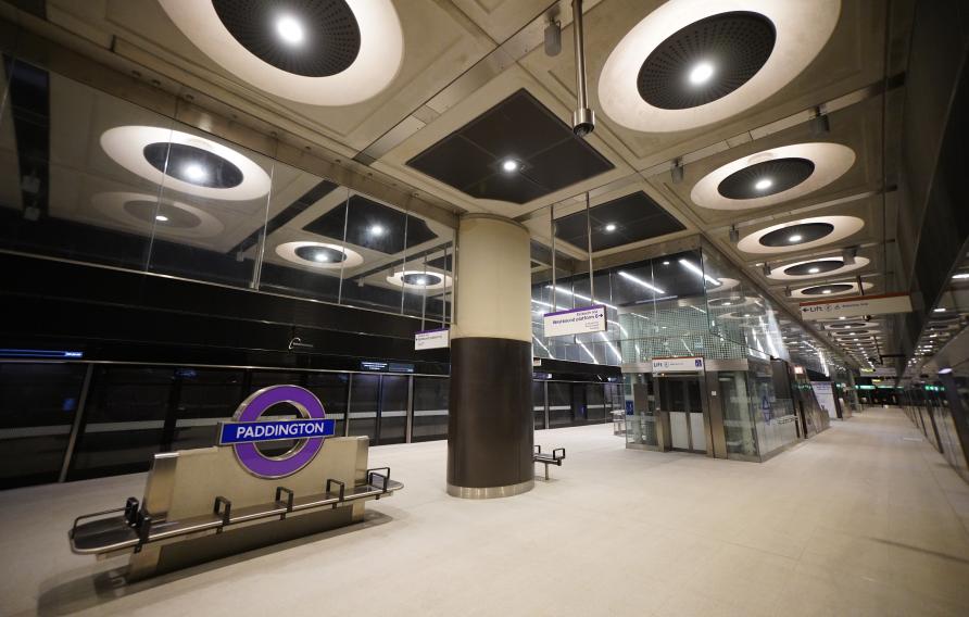 View of station platform at Paddington