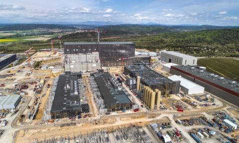 Aerial view of a facility under construction