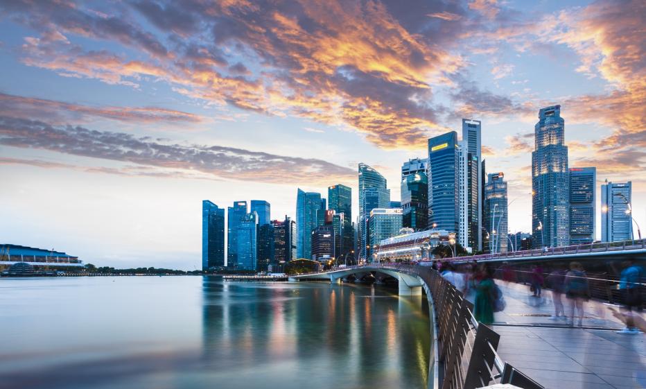 Singapore harbor stock image