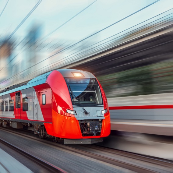 Red high speed train