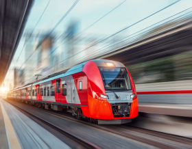 Red high speed train